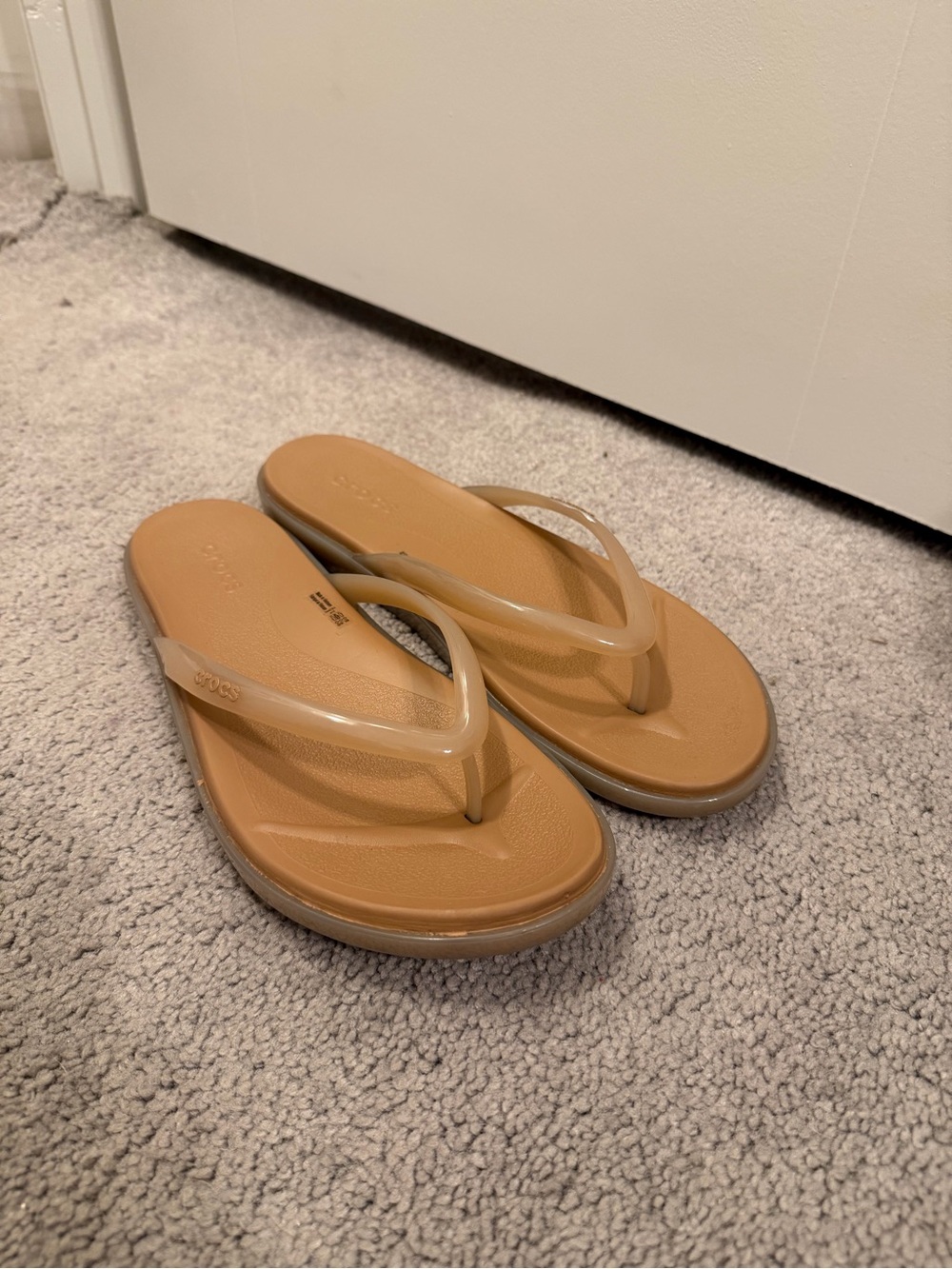 CROCS Women's Tan Jelly Strap Flip Flop Sandals